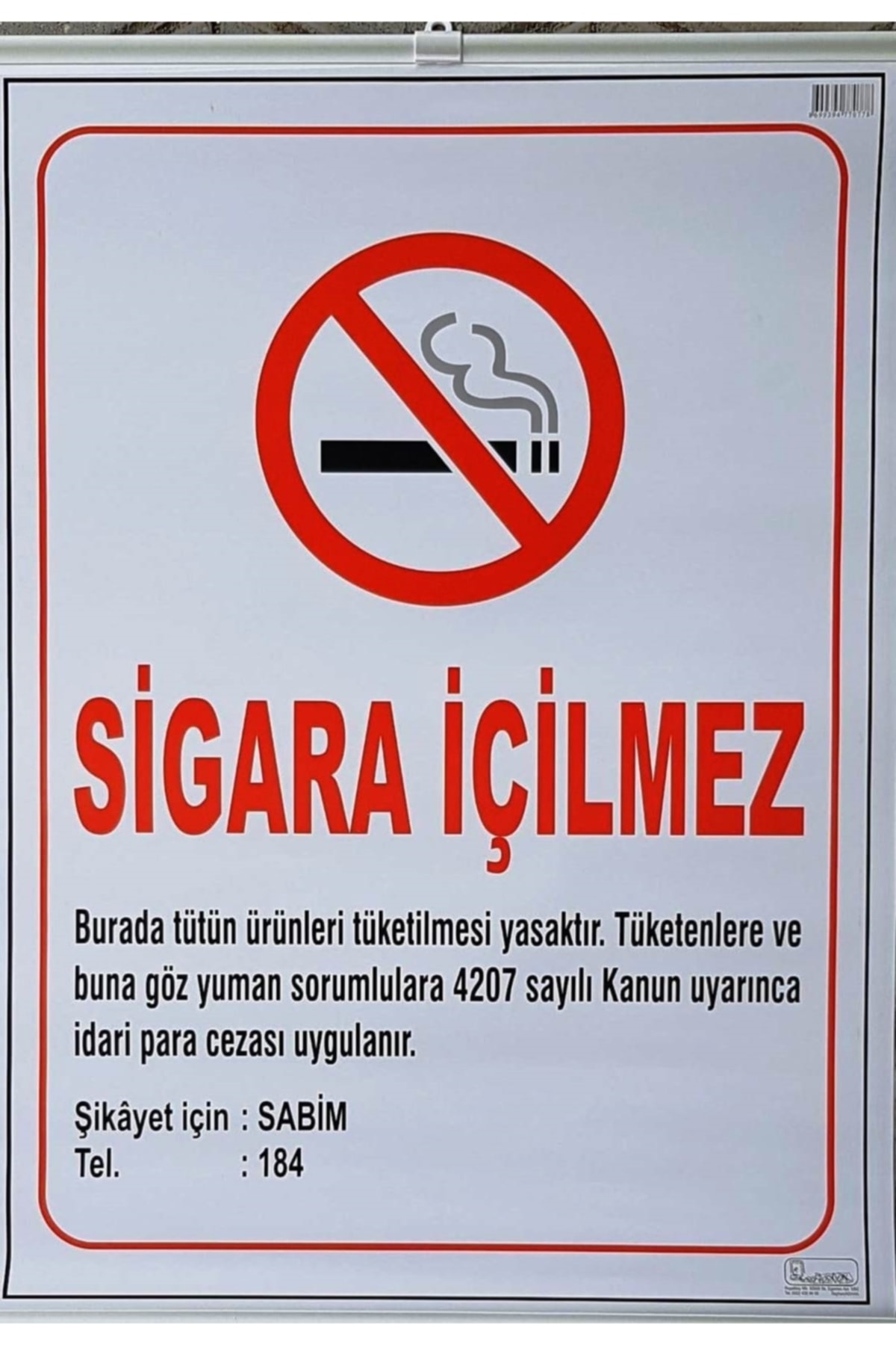 Kocaoluk Sigara Içilmez Uyarı Ikaz Levhası 50x70 Askılı